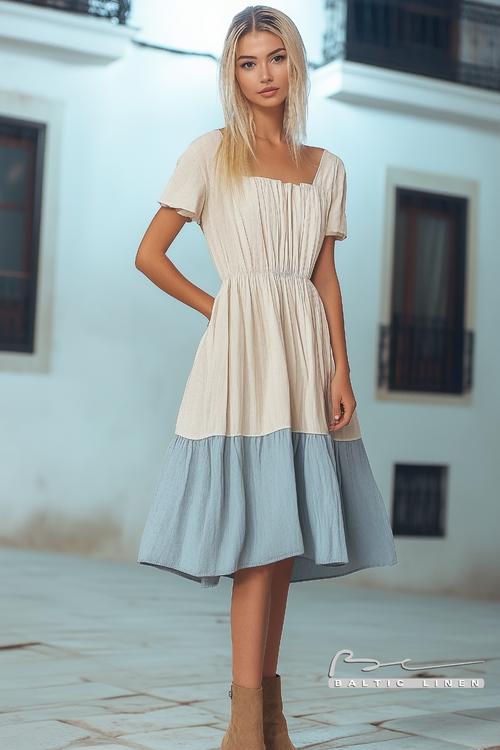 Eco-Friendly Linen Dress in Granada's Plaza Nueva at Night